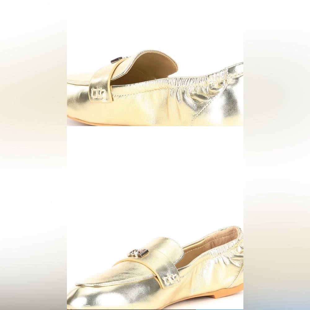Deltan Women's James Gold Leather Logo Hardware Comfortable Loafers Size 6